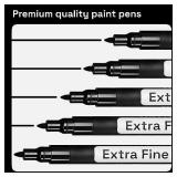 ARTISTRO Black Paint Pens for Rock Painting, Stone, Ceramic, Glass, Wood, Tire, Fabric, Metal, Canvas. Set of 5 Water Based Black Markers for Acrylic Painting Extra Fine Point Tip