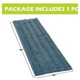 Bath Mat for Bathroom - Super Soft Shower Rug Washable Absorbent Non-Slip Quick Drying Chenile Bathtub Floor Carpet, Arctic Blue, 60 x 24, 1 Piece