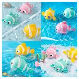 Tipmant Cute Baby Toddler Bath Toy Wind Up Fish Animal for Bathtub, Water Tank, Swimming Pool 1 2 3 4 5 6 Year Old Kids Birthday Gifts - 6 Pack