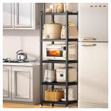 PXRACK 5-Tier Kitchen Storage Shelves, Adjustable Metal Shelves for Storage Pantry Shelves with Rolling Wheels, Storage Rack Shelving Unit Organizer for Bedroom Laundry Closet