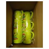 Suclain 24 Pcs Christmas Plastic Mugs Bulk 15 oz Stole Christmas Mugs With Handle Lime Green I