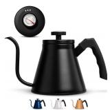 Kook Gooseneck Kettle, Kettle Stovetop, with Thermometer, Tea Pot, for Pour Over Coffee & Tea, Temperature Gauge, Electric, Compatible for Gas Stovetop, 3 Ply Stainless Steel Base, 27 oz, (Back)