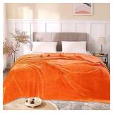 BEDELITE Fleece Blankets 108 x 90in Size Orange Throw Blankets for Bed & Couch,Plush Cozy Fuzzy Blanket, Super Soft & Warm Lightweight Fall Blankets