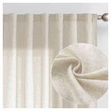 Jinchan Linen Beige Curtains 84 Inches Long for Living Room Farmhouse Rod Pocket Back Tab Light Filtering Window Drapes for Bedroom Curtains Crude 2 Panels