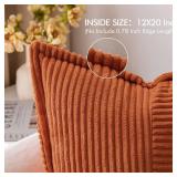 MIULEE Rust Pillow Covers 12x20 Inch with Splicing Set of 2 Super Soft Boho Striped Corduroy Pillow Covers Broadside Decorative Textured Throw Pillows for Fall Couch Cushion Livingroom