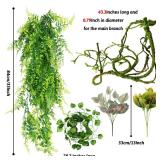 PietyPet Reptile Plants, Terrarium Hanging Plant Vines Artificial Leaves Reptile Hide, Leopard Gecko Tank Accessories, Terrarium Decorations for Bearded Dragon Lizard Snake Geckos Chameleon