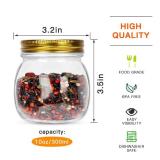 STARSIDE 24 Pack 300 ml 10oz Glass Mason jars With Regular Mouth Lids, Perfect Containers for Jam, Honey, Candies,Wedding Favors, Decorations, Baby Foods. Included 1 Pens and 40 Labels.