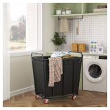 Hoctieon Large Rolling Laundry Hamper with Wheels, Laundry Sorter Cart for Clothes Storage, Durable Laundry Basket with Lockable Wheels, Heavy Duty Clothes Hamper for Laundry & Bedroom, Black - Retail