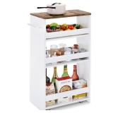 TEAMIX 4 Tier White Slim Storage Cart with Handle, 7.9