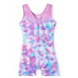 Leotards for Girls Gymnastics Unicorn Athletic Dance Wear Shiny Rainbow Blue Hotpink (Mermaid Purple, 9-10 Years)