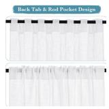 RYB HOME Linen Sheer Curtains for Living Room Textured Semi Sheer Curtains Large Window Treatment for Bedroom Patio Door, White, 52 inch Width x 108 inch Length, 2 Panels