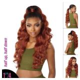 Sensationnel Instant UPDOWN halfwig Pony - Instant Weave UP and DOWN 4 style in 1 half wig and pony wrap - INSTANT UD Unit 18 (2 DARKBROWN)