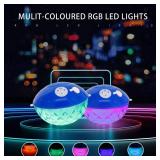 Bluetooth Pool Speakers with Colorful Lights, Portable Floating Pool Speaker IP68 Waterproof, Built-in Mic, Floatable Crystal Clear Sound Speakers Bluetooth Wireless for Hot Tub, Spa, Outdoors Pool