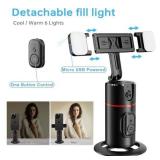 ObscURusly Auto Face Tracking Tripod,360°Rotation Phone Camera Mount Smart Shooting Holder with Remote Selfie Stick,No App,Gesture Control,with 2pcs LED Light