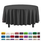 Exquisite 12-Pack Premium Plastic Tablecloth 84in. Round Table Cover - Black