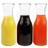 Glass Carafe 17 oz. Water Decanter Juice Pitcher Ideal for Wine Milk Juice & Mimosa Bar [Set of 3]