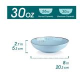 Vancasso Navia Pasta Bowls, 30 oz Large Ceramic Salad Serving Bowl, 8 Inch Soup Bowl Set of 4, Microwave, Oven, Dishwasher Safe, Assorted Colors