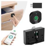 Bluetooth Fingerprint Cabinet Lock, Smart Biometric Cabinet Lock, Keyless Hidden File Drawer Wardrobe Lock, Child Safety Electric Fingerprint Lock, DIY Wooden Furniture Privacy Lock (Plastic)