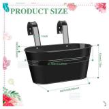 Foaincore 9 Pcs Metal Iron Railing Planter Oval Fence Hanging Flower Pot Garden Balcony Plant Box Holder Indoor Outdoor Hanging Bucket for Wall Home, 10.8 Inch (Black)