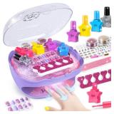 Shemira Nail Polish Kit For Girls Ages 7 12 Years Old, Nail Art Toy For Girls 5 6 7 8 9 10 11 12 Years Old, Nail Art Studio With Purple Nail Dryer For Girls, Ideal Birthday Gifts For Girls 5 7 7 9