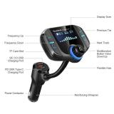 Upgraded Bluetooth FM Transmitter, Wireless Radio Adapter Hands Free Car Kit with 1.7