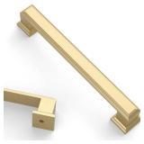 Asidrama 10 Pack 5 Inch(128mm) Brushed Gold Kitchen Cabinet Handles Gold Cabinet Pulls Kitchen Cabinet Hardware for Cupboard Drawer Pulls