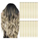 Kyerivs 24PCS Blonde Hair Extensions for Girls 20Inch Rainbow Clip in Straight Synthetic Hairpieces Stocking Stuffers for Girls Party Highlights Colorful Hair Accessories Halloween Gifts for Women