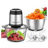 Food Processors, Mini Meat Grinder & Veggie Chopper with 2 Bowls (8 Cup+8 Cup), Electric Food Chopper with 2 Sets of Bi Level Blades for Meat, Vegetables, Fruits and Nuts