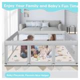 Fshibila 74 ×50 Large Baby Playpen, Baby Playard for Babies and Toddlers, Baby Fence Play Pens for Indoor & Outdoor, Sturdy Safety Play Yard with Soft Breathable Mesh, Anti Fall, Grey (with MAT)