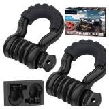 TICONN 2 Pack D Ring Shackle with 7/8 Screw Pin 57,000Ibs Break Strength, 3/4 Heavy Duty Shackles with Isolator & Washers for Tow Strap Winch Off Road Vehicle Recovery (Black)