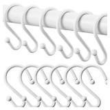 BellRhein Shower Curtain Hooks, Metal Shower Hooks for Shower Curtain Rod, Rust Proof Metal Shower Curtain Rings, S Hook Set of 12,White.