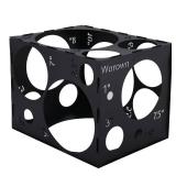 Worown 18 Holes Large Collapsible Black Plastic Balloon Sizer Box, 1 12 Inch Balloon Sizer Cube, Balloon Size Measurement Tools for Balloon Decorations, Balloon Arches