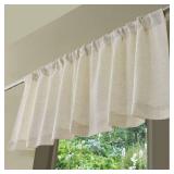 Valea Home Linen Valance for Kitchen Rod Pocket Rustic Farmhouse Crude Window Curtain Valances 18 inch Length for Bathroom Living Room, Natural, 1 Panel