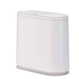 Cq acrylic 12 Liter Rectangular Plastic Trash Can Wastebasket with Press Type Lid,3.17 Gallon Dog Proof Garbage Container Bin for Bathroom,Powder Room,Bedroom,Kitchen,Craft Room,Office (White)