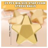 24 Pcs 3.1 Inch Star Stress Ball Stress Relief Balls Star Foam Stress Balls Star Party Favors Foam Stars Balls for Adults Student Prizes Party Bag Fillers Fun Birthday Party Favors (Gold)