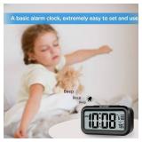 Peakeep Night Light Digital Alarm Clock Battery Operated with Indoor Temperature, Desk Small Clock (Black)