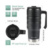 HAUSHOF 24 oz Travel Mug, Stainless Double Wall Vacuum Insulated Tumbler with Handle & Spill Proof Twist On Flip Lid and Wide Mouth, BPA Free