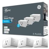 GE CYNC Indoor Smart Plug, Matter Compatible, Bluetooth and Wi Fi Outlet Socket, Compatible with Alexa and Google Home, Voice Control Outlet, Great Christmas Gifts for Men, Holiday Gift Idea (3 Pack)