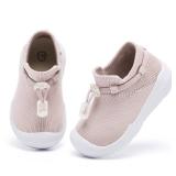 MORENDL Baby Walking Sock Shoes 2 Tiny Feet Infant Slippers Toddler Girl Boy Non Slip Soft Sole Slip On House Shoes Beige 12 15Months