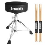 GrowDaily Drum Throne Seat,Adjustable Stool Drum Universal Thick Padded Drum Throne Drummer Stool with 2Pacs 5A Drumsticks