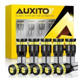 AUXITO 194 LED Light Bulb 6000K White 168 2825 W5W T10 Wedge 24 SMD 3014 Chipsets LED Replacement Bulbs Error Free for Car Interior Dome Map Door License Courtesy Dash Lights, Pack of 10