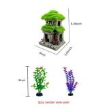 AWXZOM Fish House for Aquarium Aquarium Decorations Fish Hideout Fish Tank House with Lifelike Moss, Come with 2 pcs 4 inch Artificial Aquarium Plants (house1)