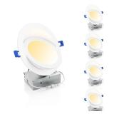 Ensenior 4 Pack 6 inch LED Eyeball Recessed Lighting, 360°+90° Rotatable and 2700K 5000K Selectable, Dimmable Gimbal Recessed Lights, Canless Angled Adjustable Ceiling Downlight, 1300LM, 13W=115W FC