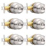 Probrico Privacy Interior Door Knobs Bed and Bath Handle Levers Keyless Brushed Nickel Lockset 6 Pack