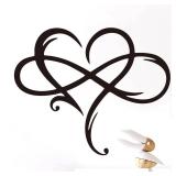 Infinity Heart Wall Decor Unique Infinity Heart Metal Art Wall Decor 11.4x13.7 inch Love Sign Steel Wall Plaques Bedroom Ornaments for Home Wedding Decor Room Living Room Decoration (style1: black