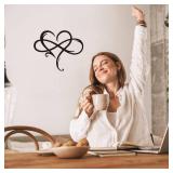 Infinity Heart Wall Decor Unique Infinity Heart Metal Art Wall Decor 11.4x13.7 inch Love Sign Steel Wall Plaques Bedroom Ornaments for Home Wedding Decor Room Living Room Decoration (style1: black