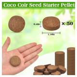 ZeeDix 50pcs (30mm) Coco Coir Pellets Organic Potting Soil for Planting Compressed Coco Coir Soil Coconut Soil Seed Starters for Indoors or Outdoors Bonsai Herbs Plants Flowers and Vegetables