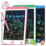 FLUESTON Toys LCD Writing Tablet Toddler,Toys for Boys Girls 3 4 5 6 7 8year, Drawing Pad Toy Easter Basket Stuffers for Kids,Drawing Tablet Doodle Board Cute Dinosaur Unicorn 8.8 Inch 3pcs in 1Pack