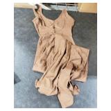 Vertvie Flare Jumpsuits for Women Sexy Backless Tank Top Bodycon Romper Wide Leg Full Length Pants Unitard Playsuit(Brown,Small)