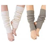 Guojanfon Fashion Yoga Socks for Women Girls Workout Socks Toeless Training Dance Leg Warmers (grey+ White)